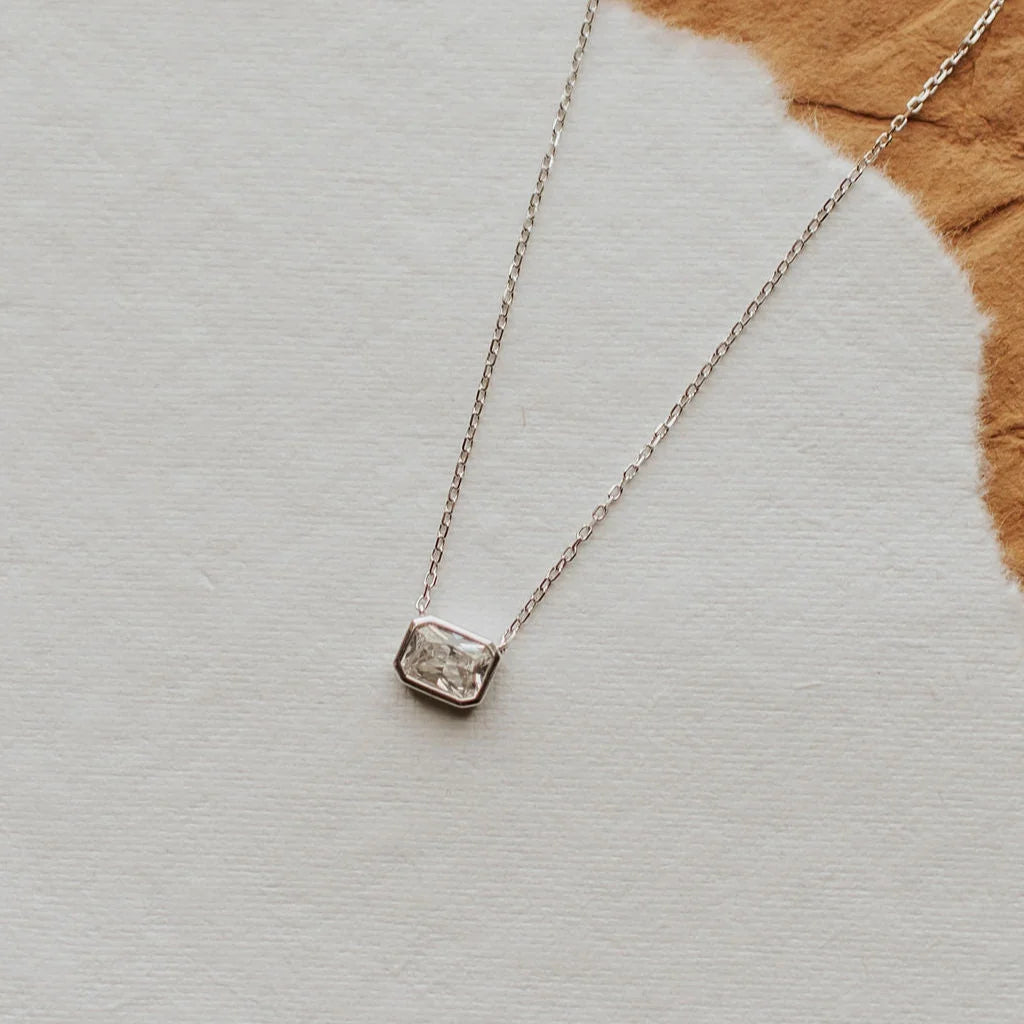 Blair Diamond Necklace - cubic zirconia layering necklace, view 7