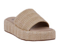 Evie Natural Platform Slide with textured woven upper and wrapped sole