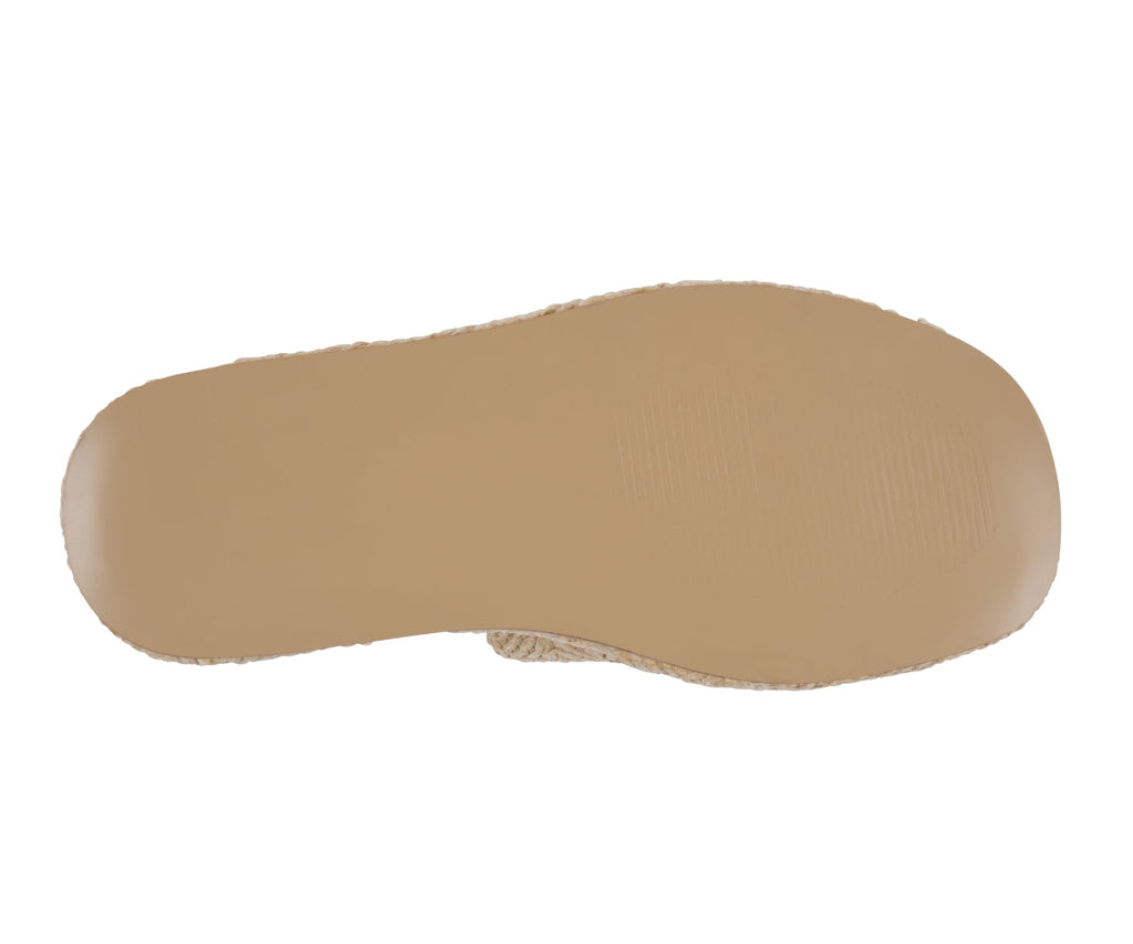 Evie Natural Platform Slide with textured woven upper and wrapped sole