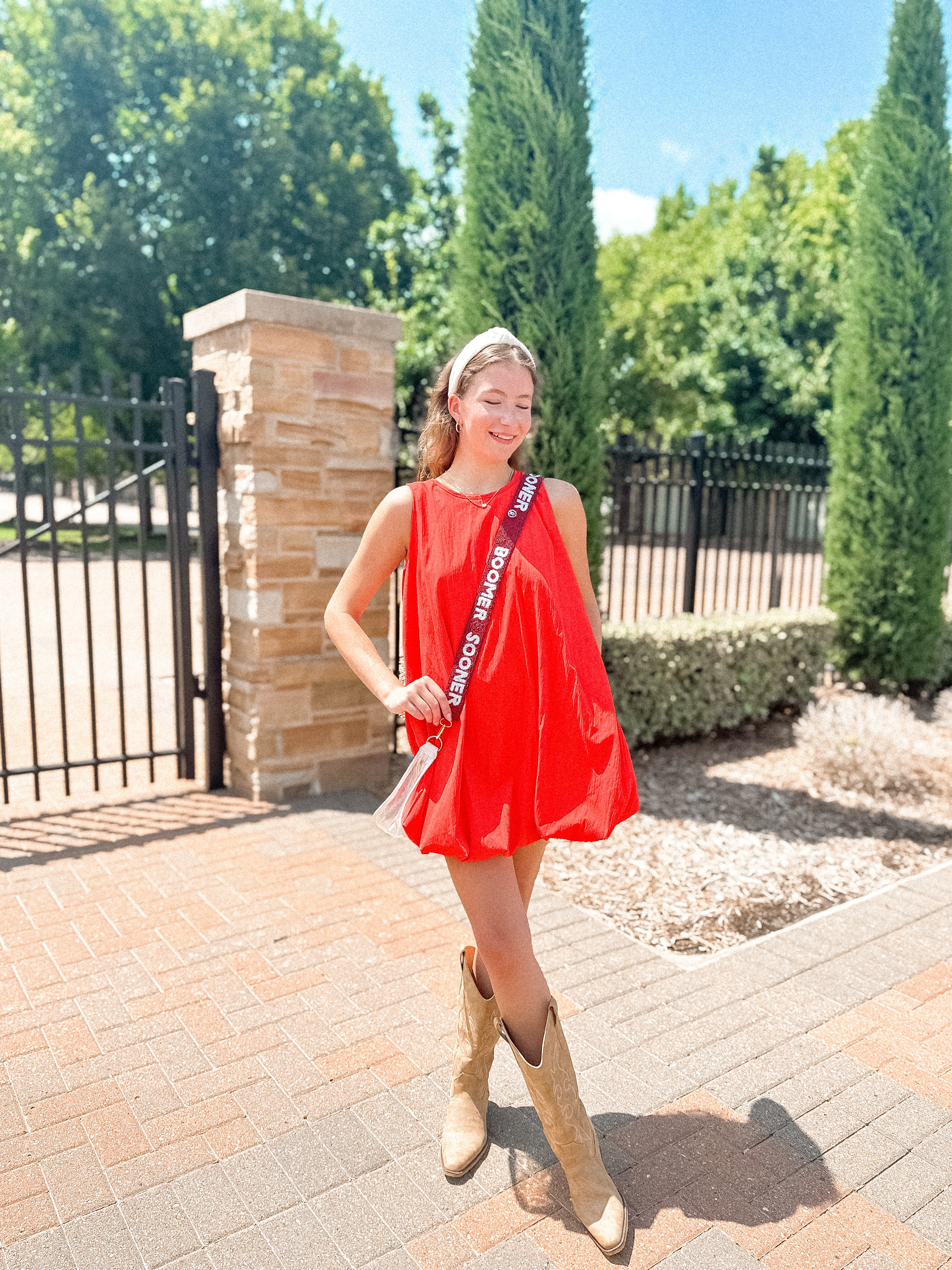 Red Bubble Hem Mini Dress