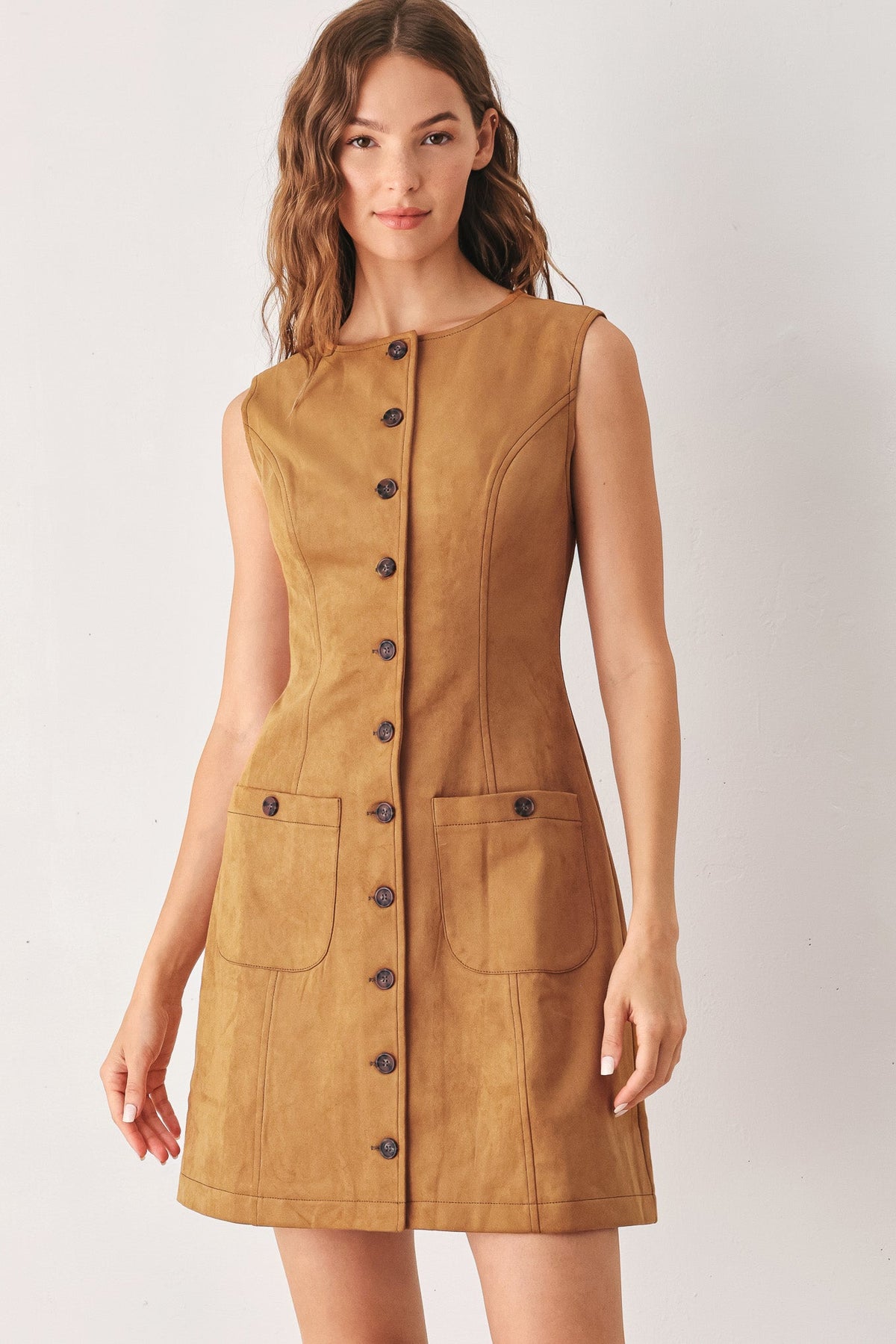 Maple Faux Suede Mini Dress - front view