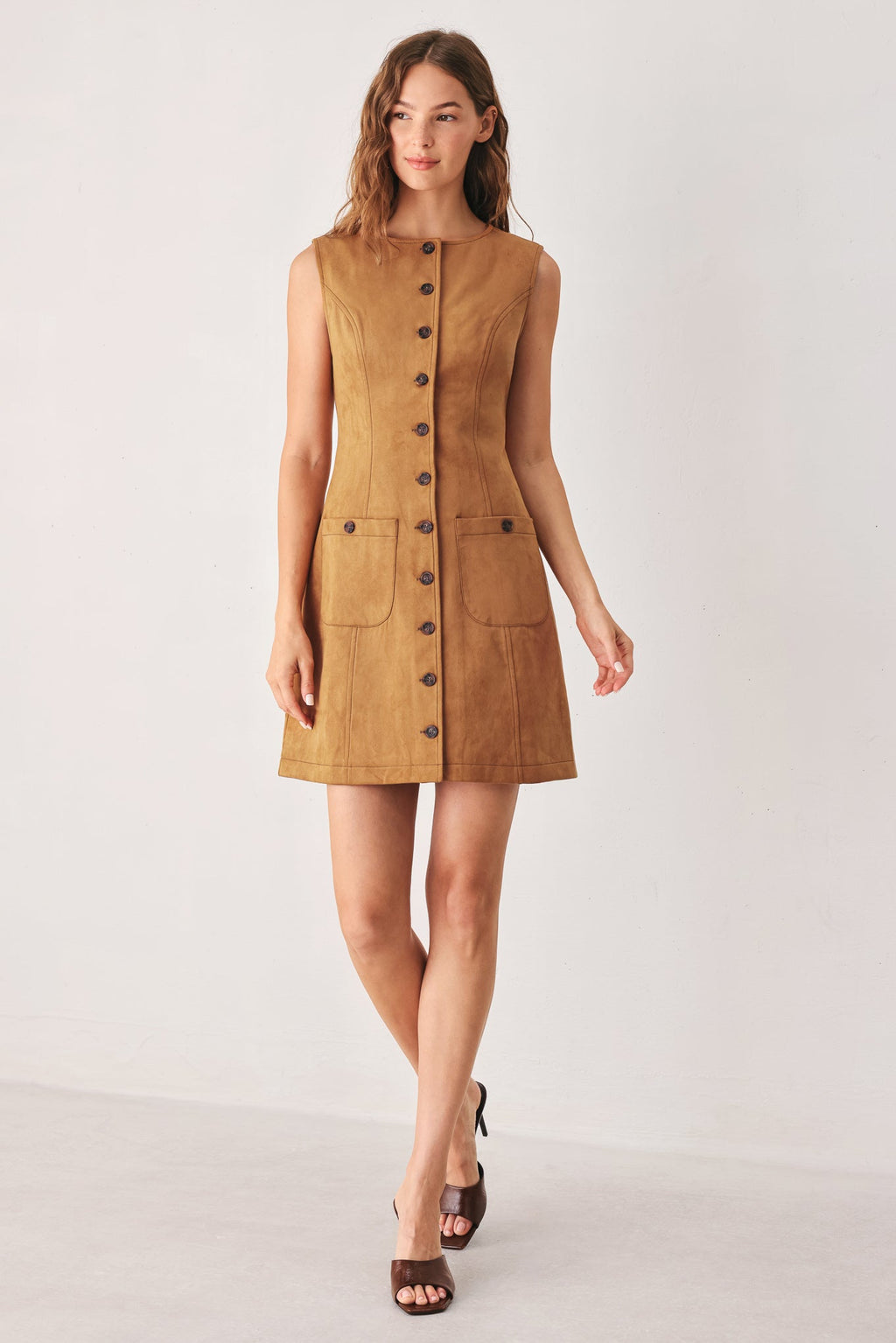 Maple Faux Suede Mini Dress - detail view