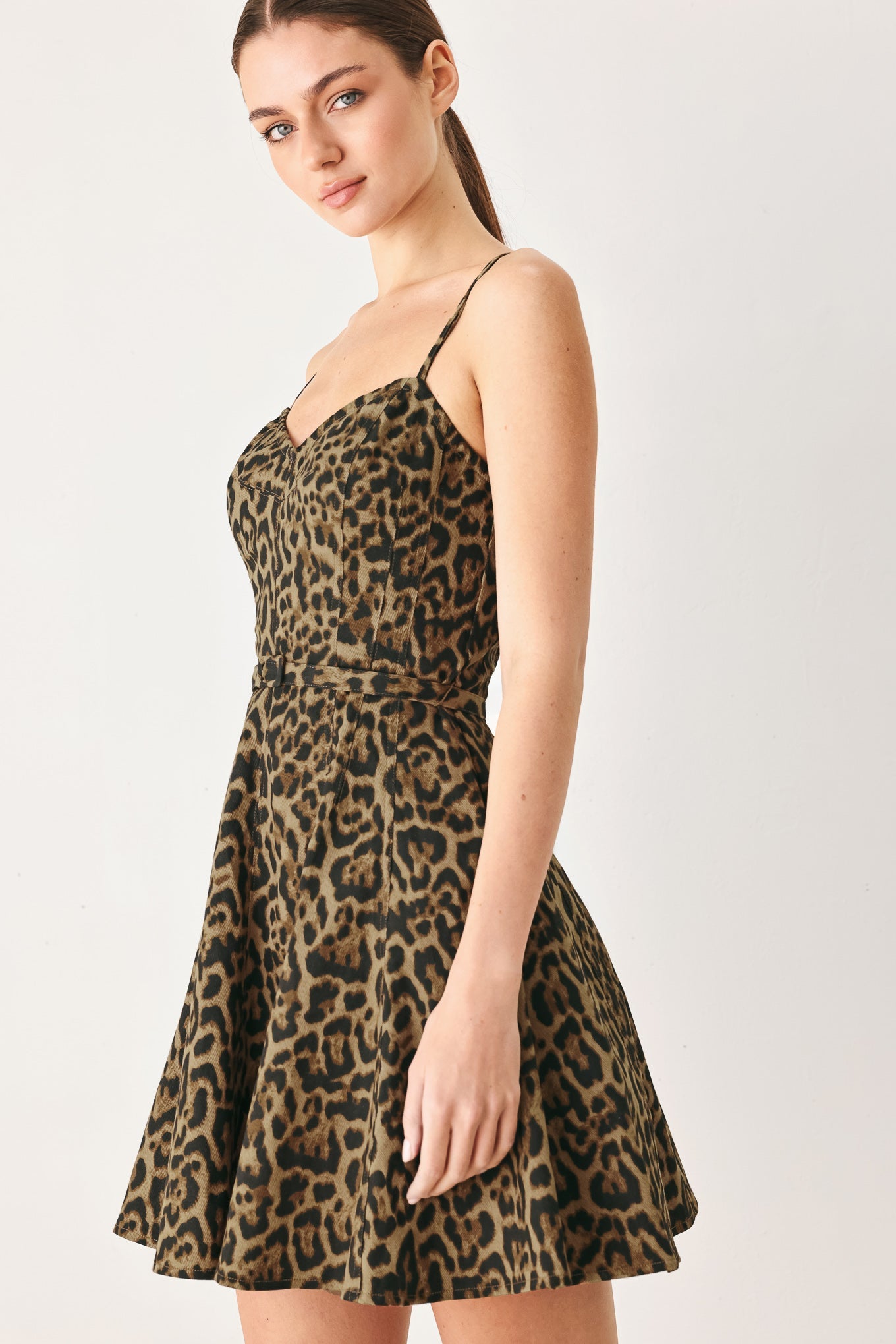 Leopard mini dress styled look