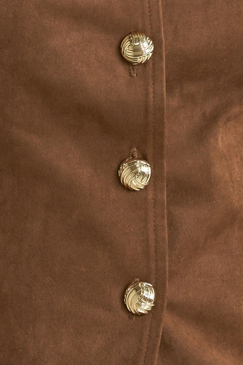 Faux Suede Button Front Vest in brown, additional view 3