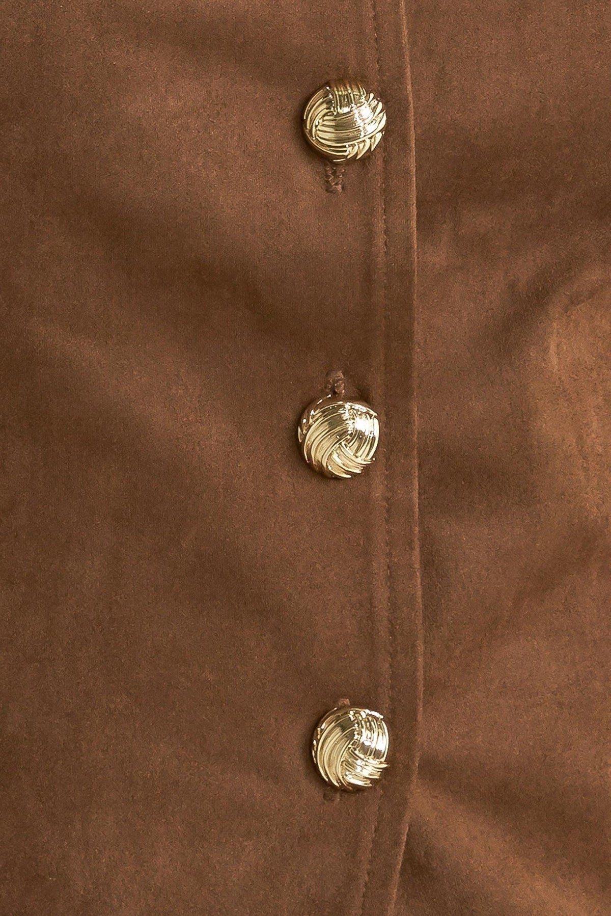 Faux Suede Button Front Vest in brown, additional view 3