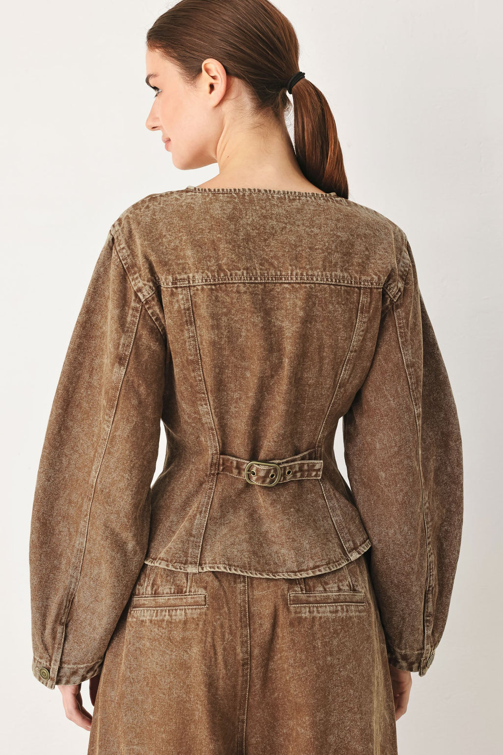Vintage denim jacket button-down closure detail