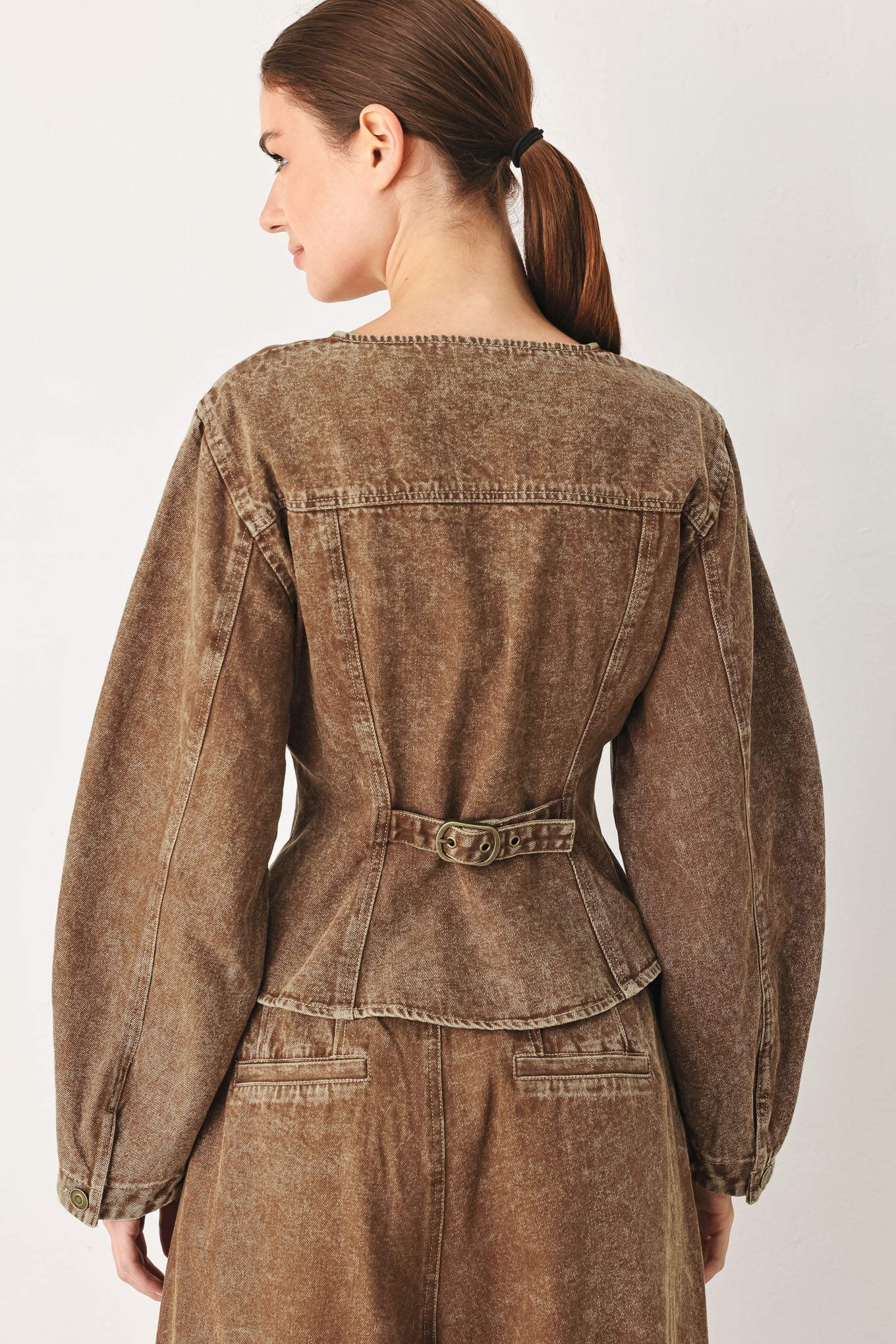 Vintage denim jacket button-down closure detail