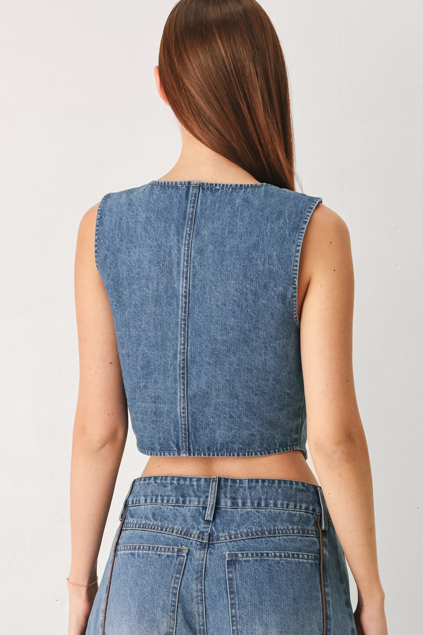 Western Muse Denim Vest, 85% cotton 15% polyester