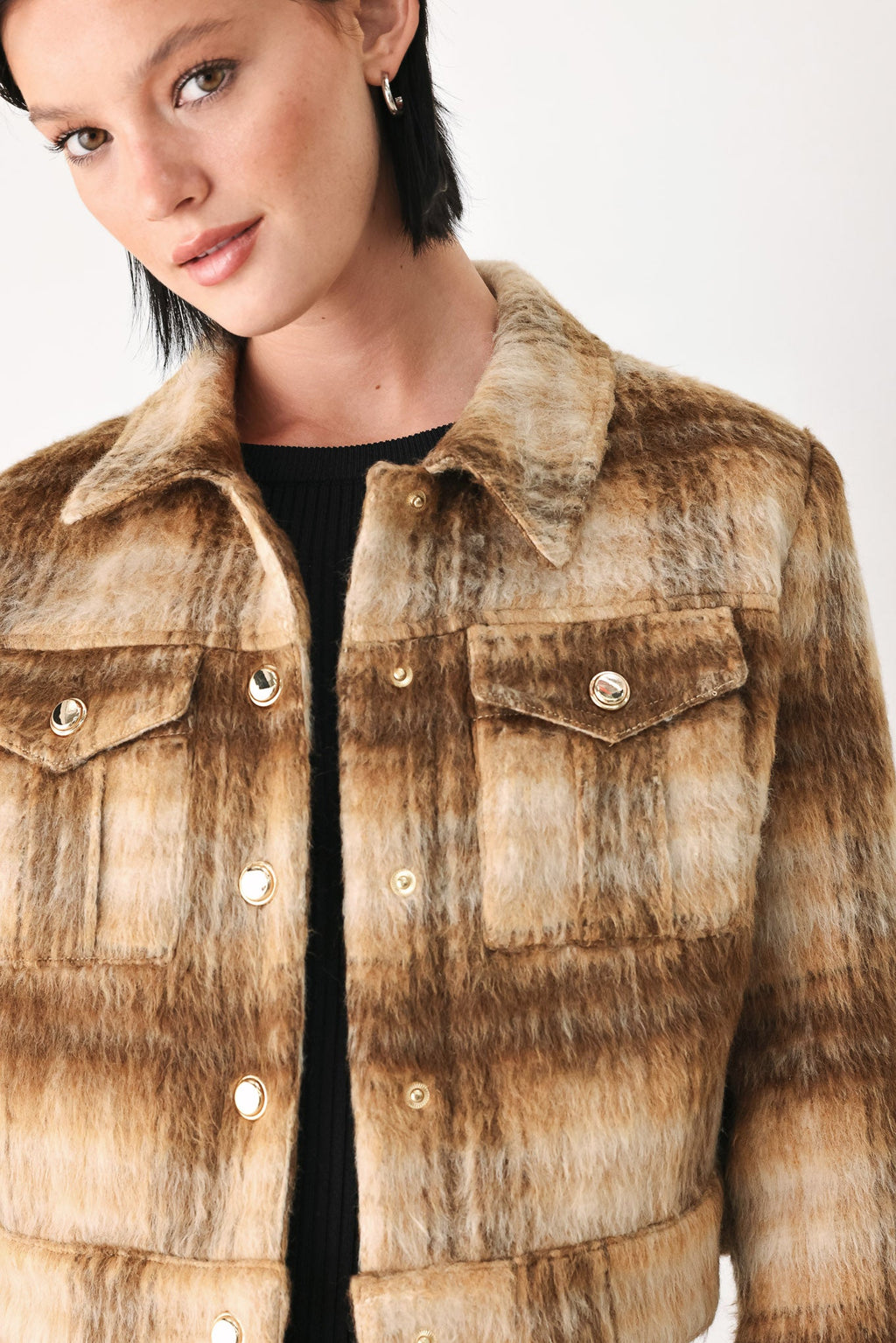Autumn In Aspen Plaid Crop Jacket - detail view