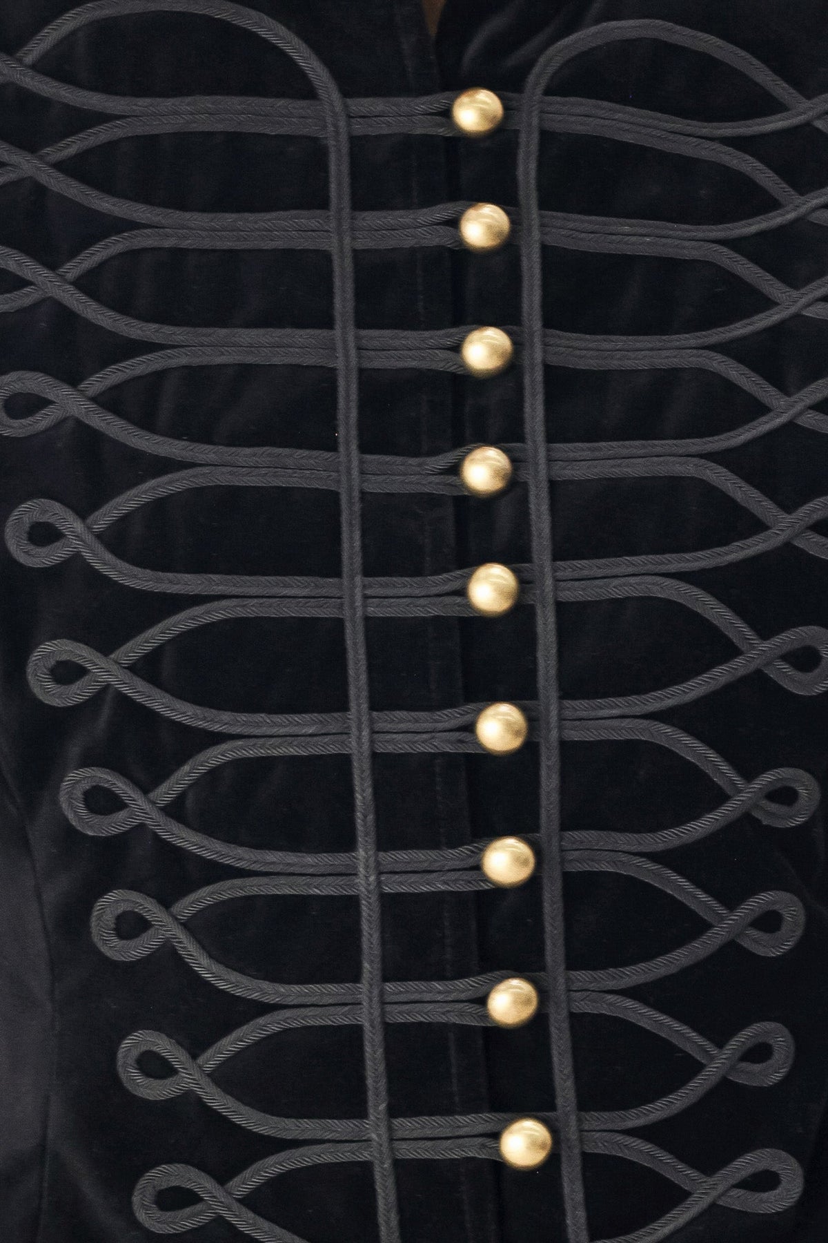 Black velvet military vest with mandarin collar - view 7