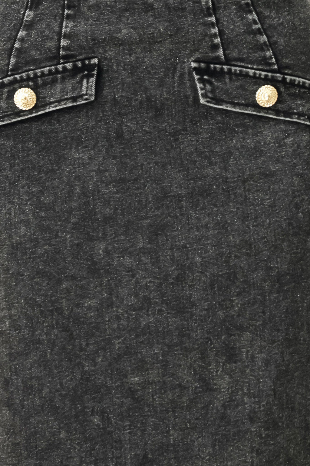 Size chart for stonewashed denim midi pencil skirt
