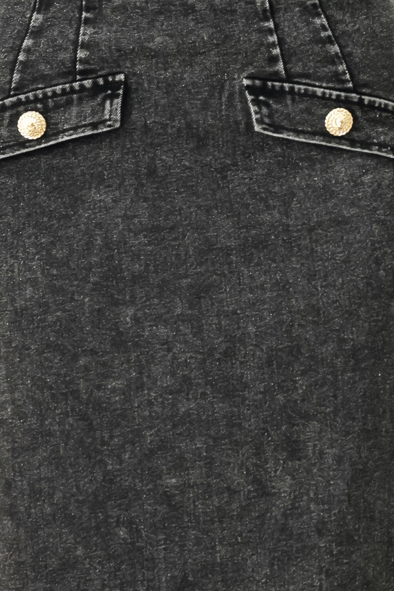 Size chart for stonewashed denim midi pencil skirt