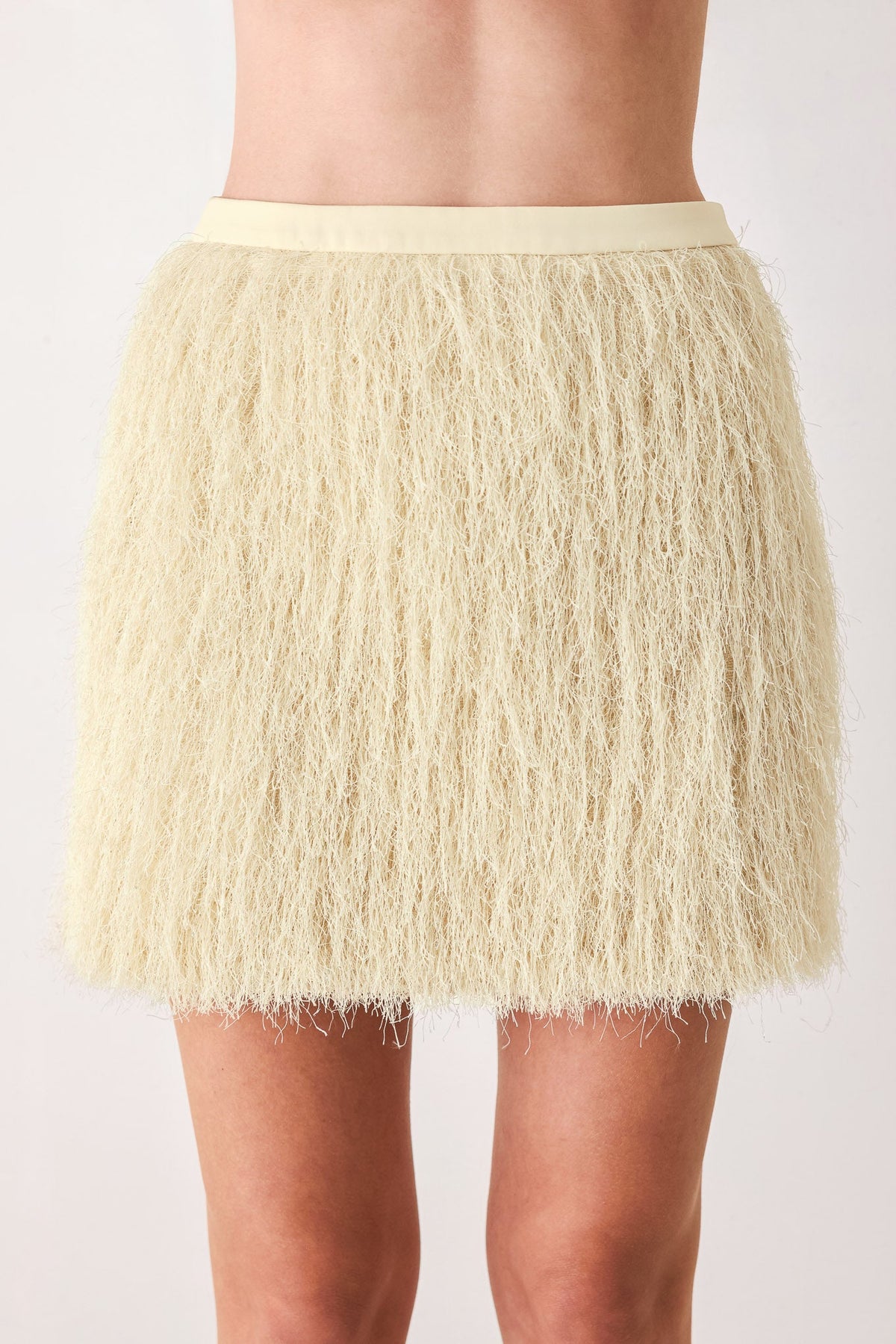 Cream eyelash fringe mini skirt - view 1