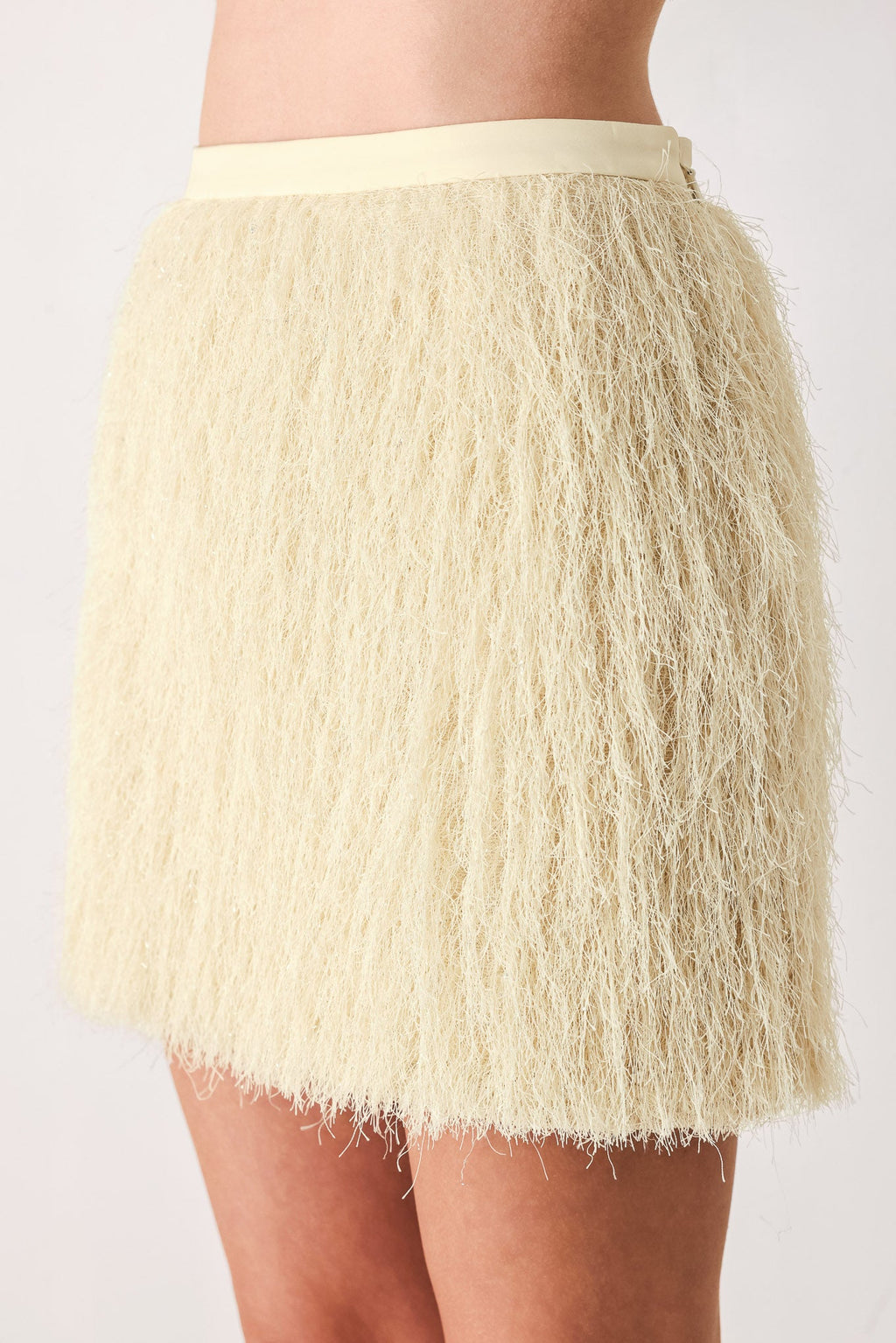 Cream eyelash fringe mini skirt - view 4