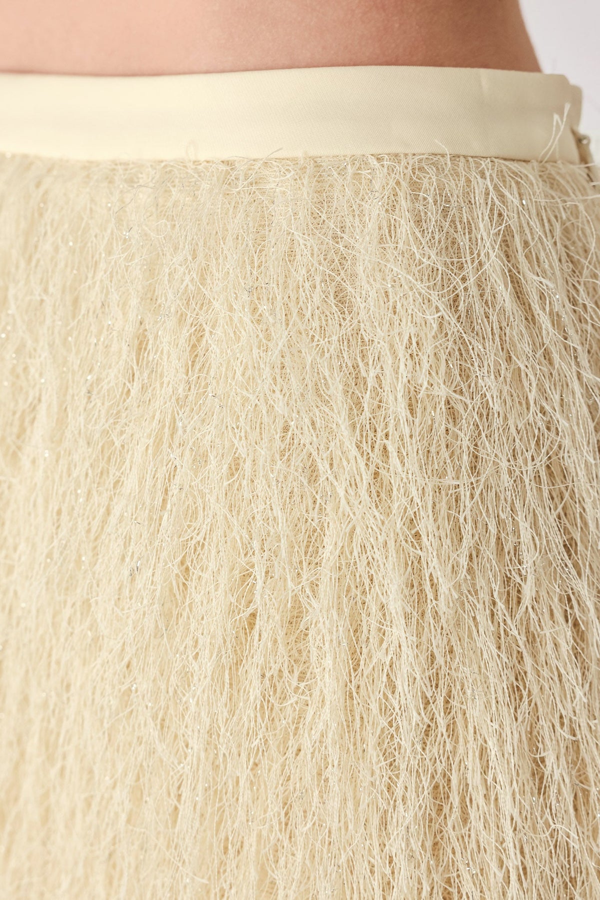 Cream eyelash fringe mini skirt - view 5