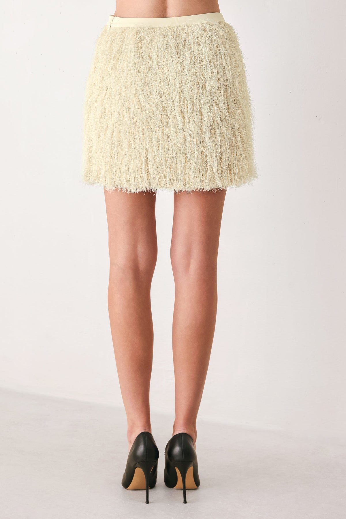 Cream eyelash fringe mini skirt - view 6