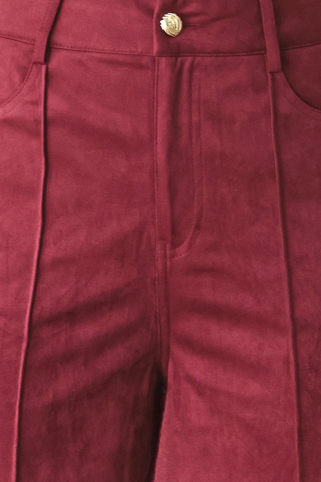 Faux Suede Flare Pants in maroon and brown, additional view 3