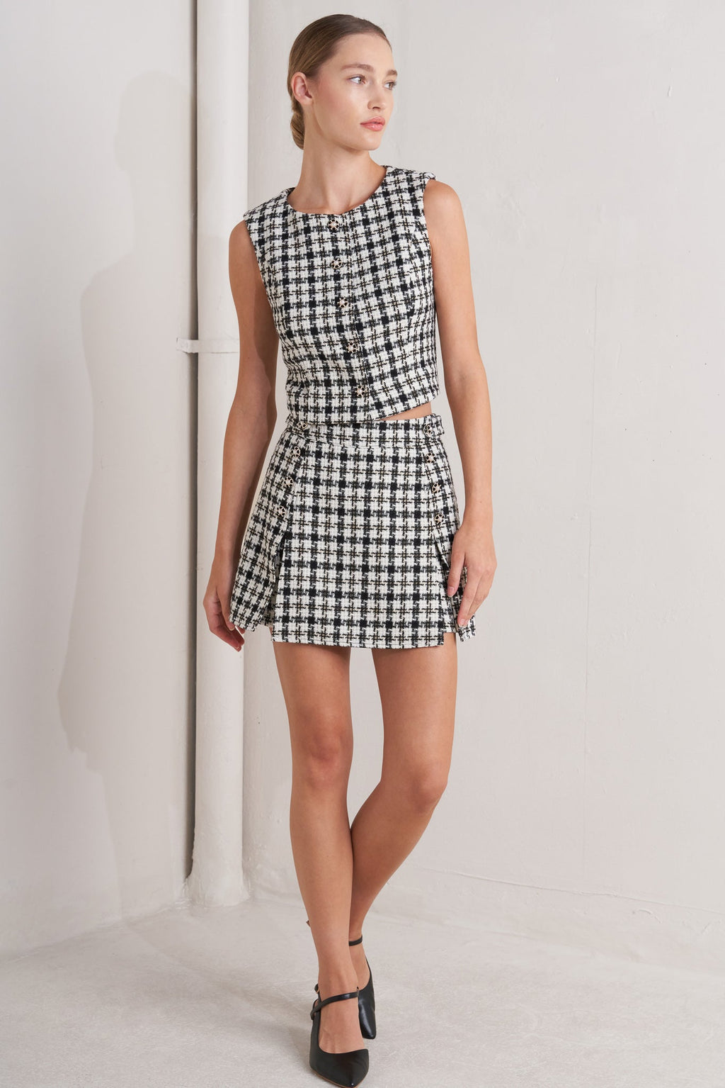 MONA CHECK TWEED SKORT