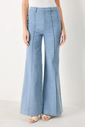 Luna Flare Woven Pants in Light Denim - front view showing bootcut flare leg