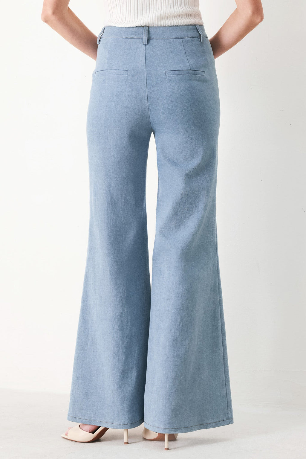 Luna Flare Woven Pants in Light Denim - back view