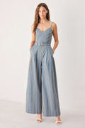 Hampton Stripe Woven Jumpsuit - striped wide-leg jumpsuit, view 1