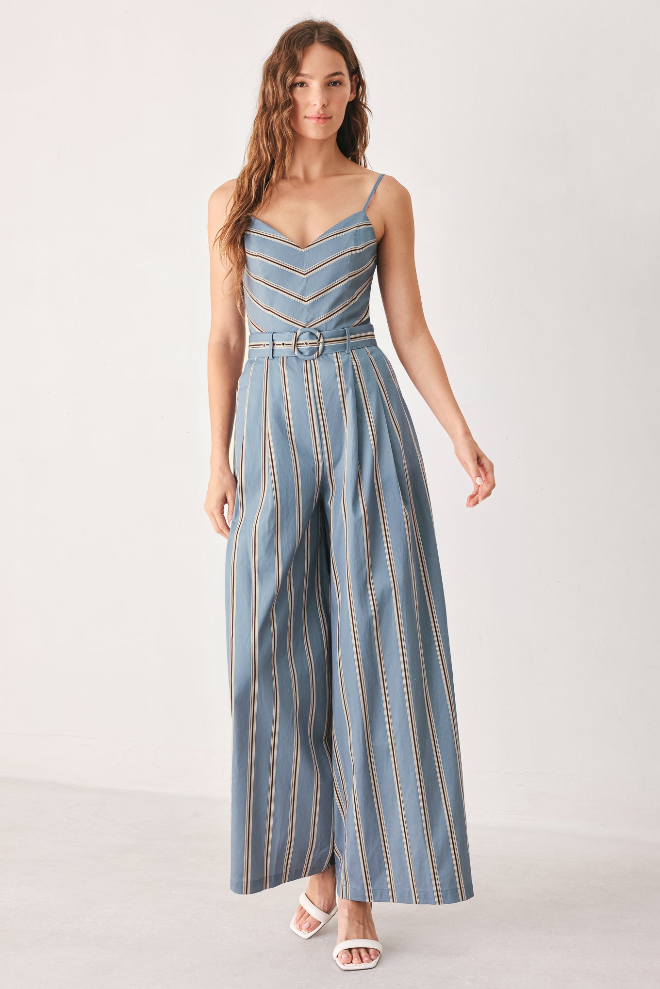Hampton Stripe Woven Jumpsuit - striped wide-leg jumpsuit, view 3