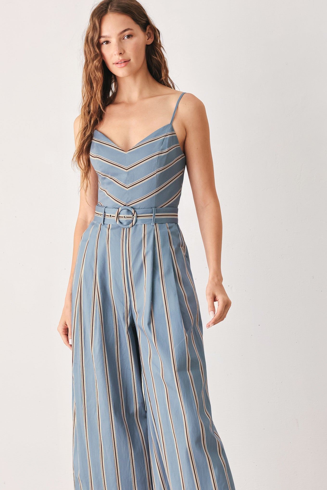 Hampton Stripe Woven Jumpsuit - striped wide-leg jumpsuit, view 2