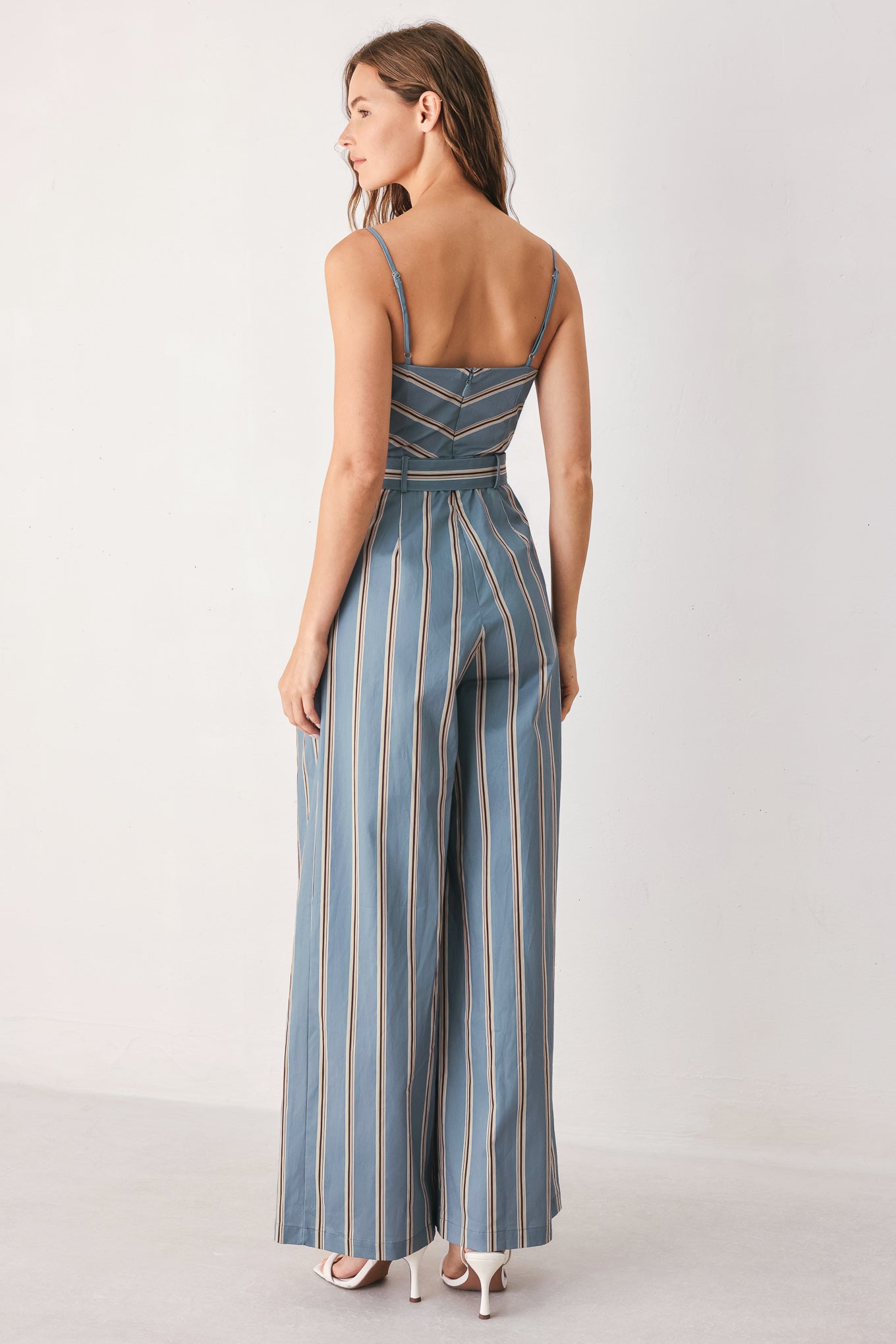 Hampton Stripe Woven Jumpsuit - striped wide-leg jumpsuit, view 6