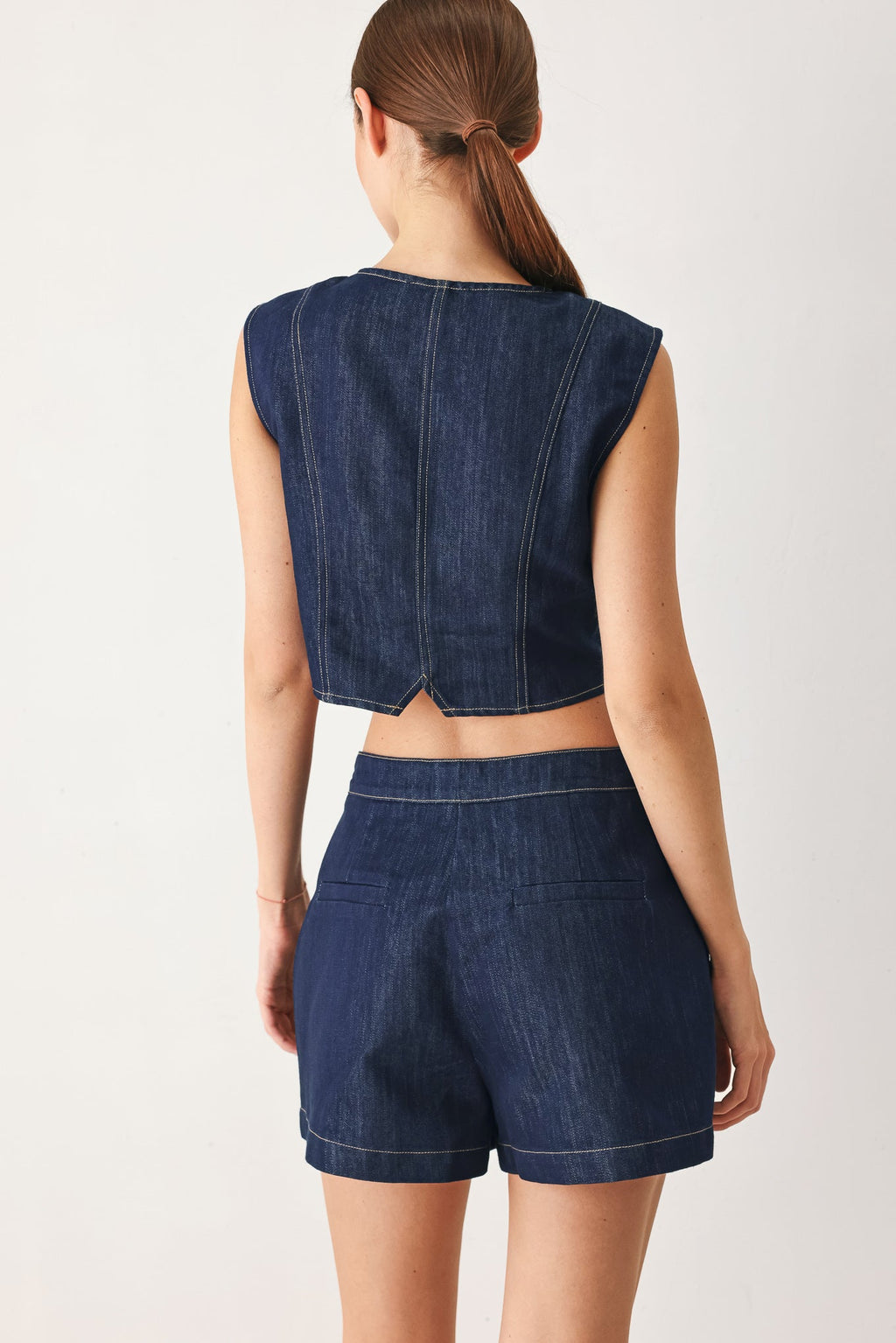 Indigo denim skort, 70% cotton 30% polyester