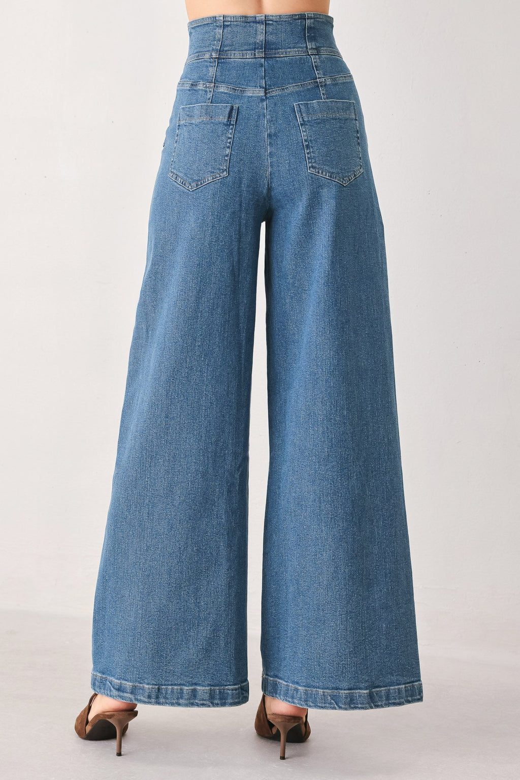 Briar Blue Flared Denim Pants - wide-leg denim pants, view 5