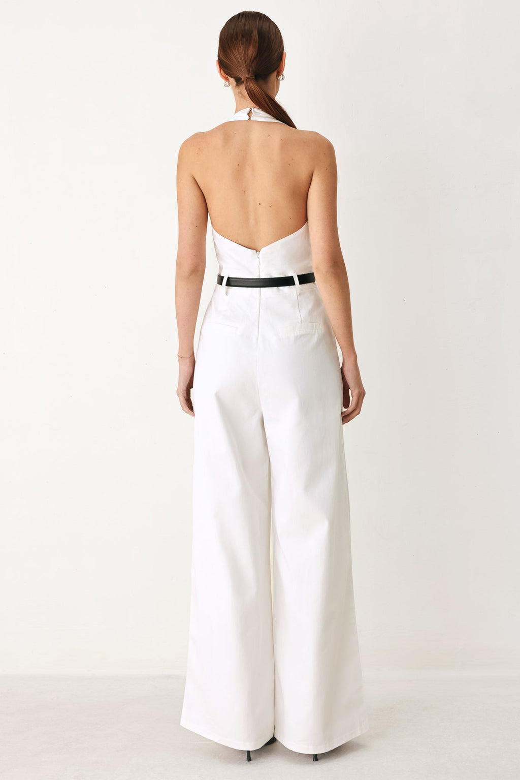 Pretty Moment Halter Woven Jumpsuit - halter wide-leg jumpsuit, view 2