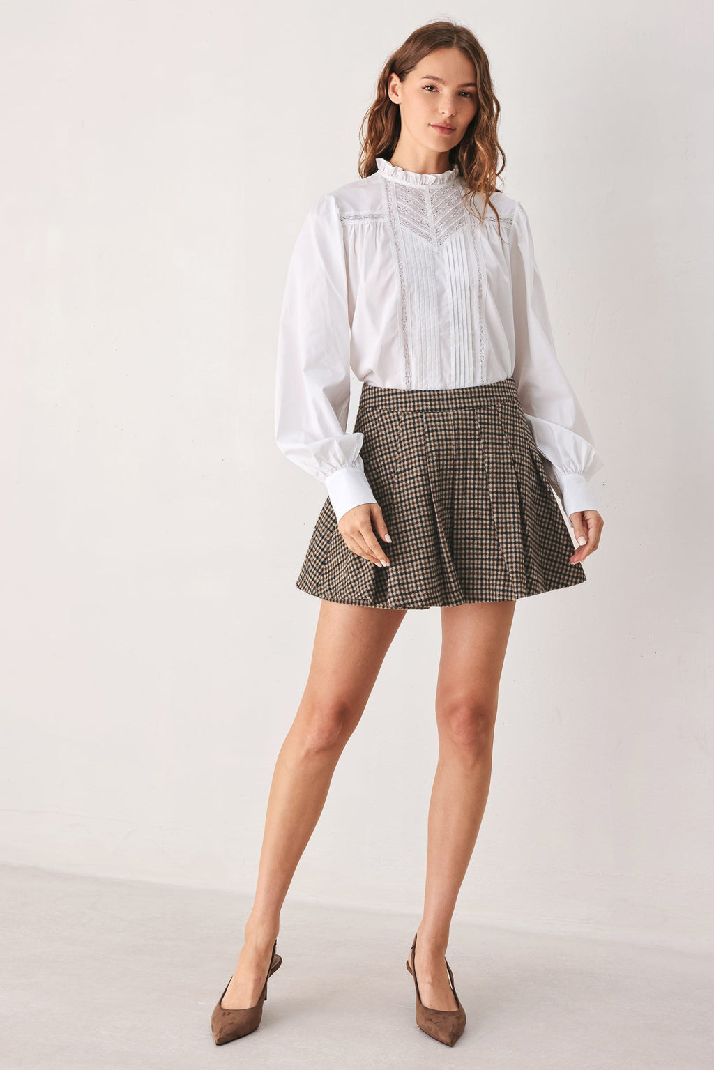 Tweed Academy Woven Skort - houndstooth mini skort, view 3