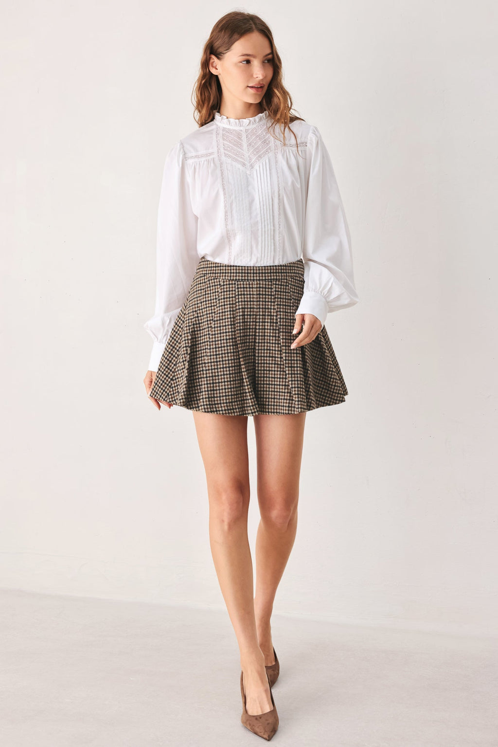Tweed Academy Woven Skort - houndstooth mini skort, view 5