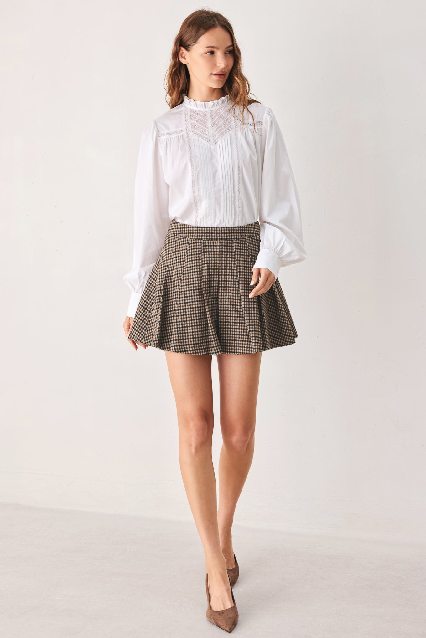 Tweed Academy Woven Skort - houndstooth mini skort, view 5