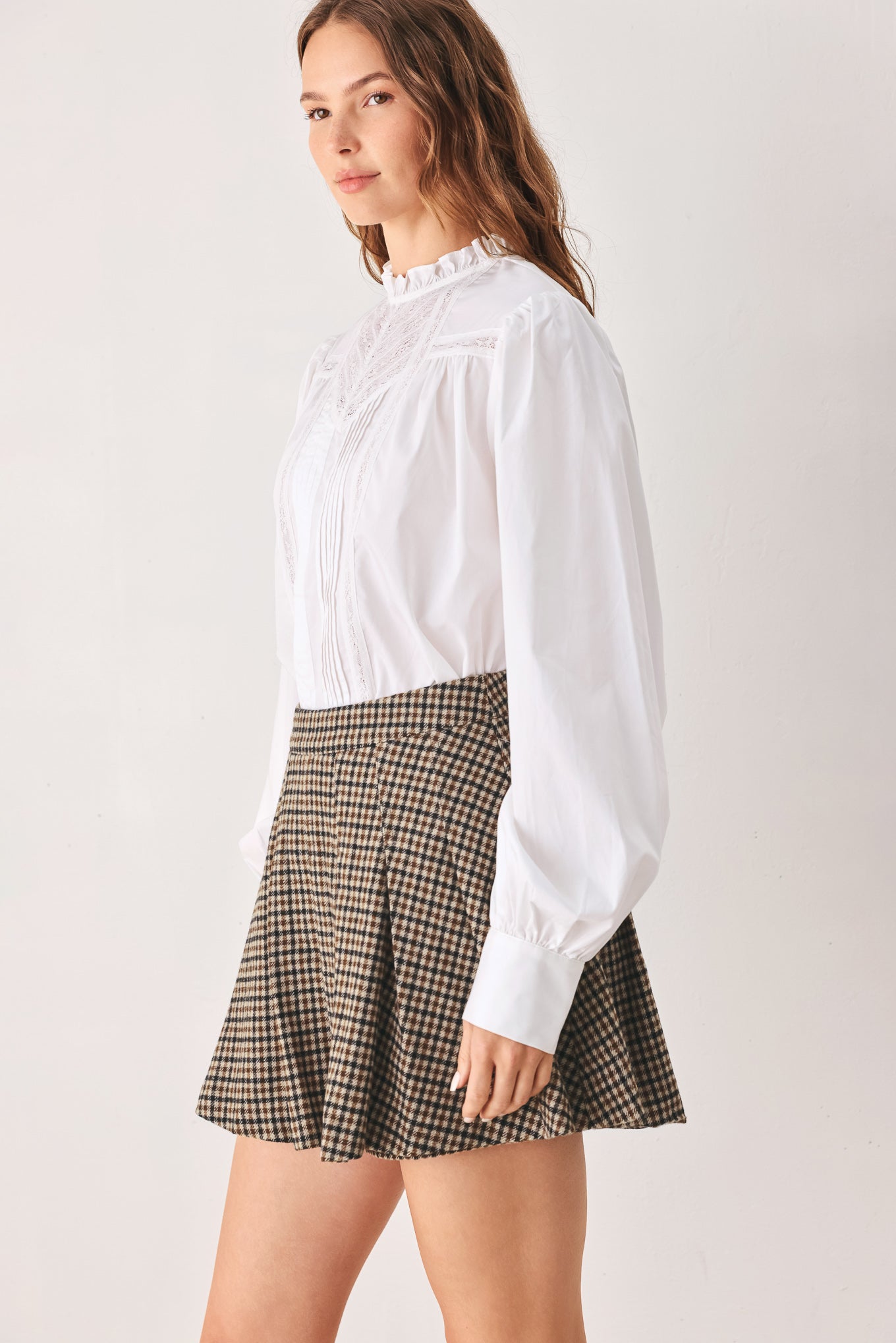 Tweed Academy Woven Skort - houndstooth mini skort, view 4