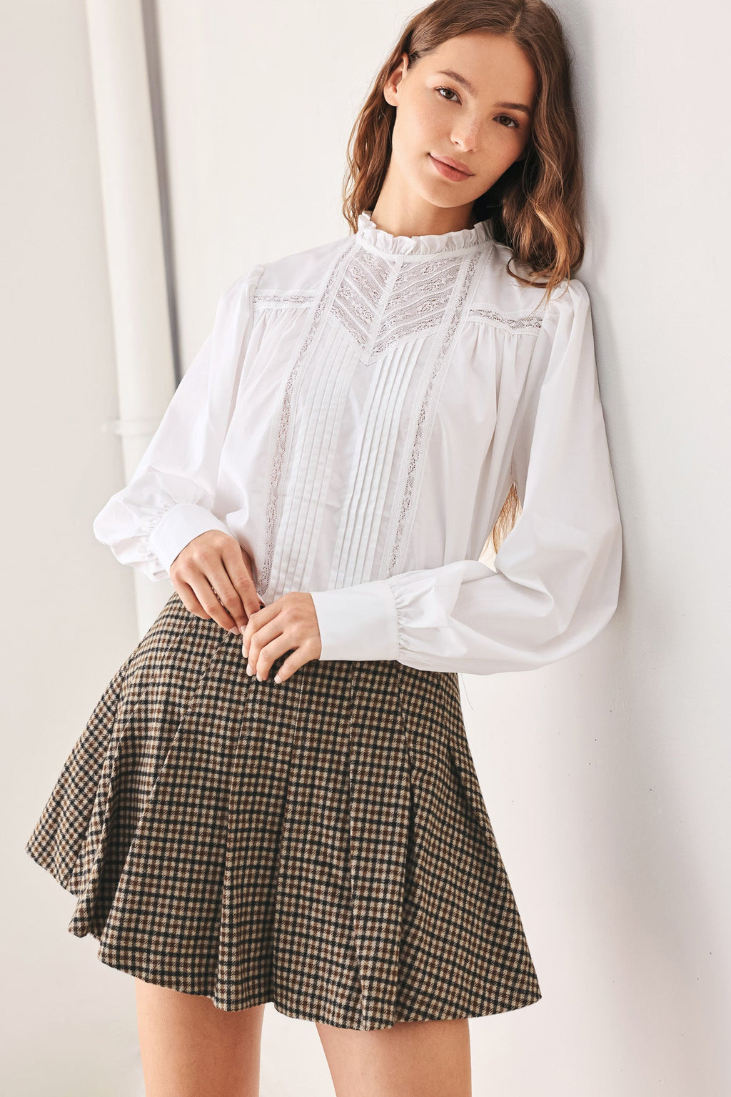 Tweed Academy Woven Skort - houndstooth mini skort, view 2
