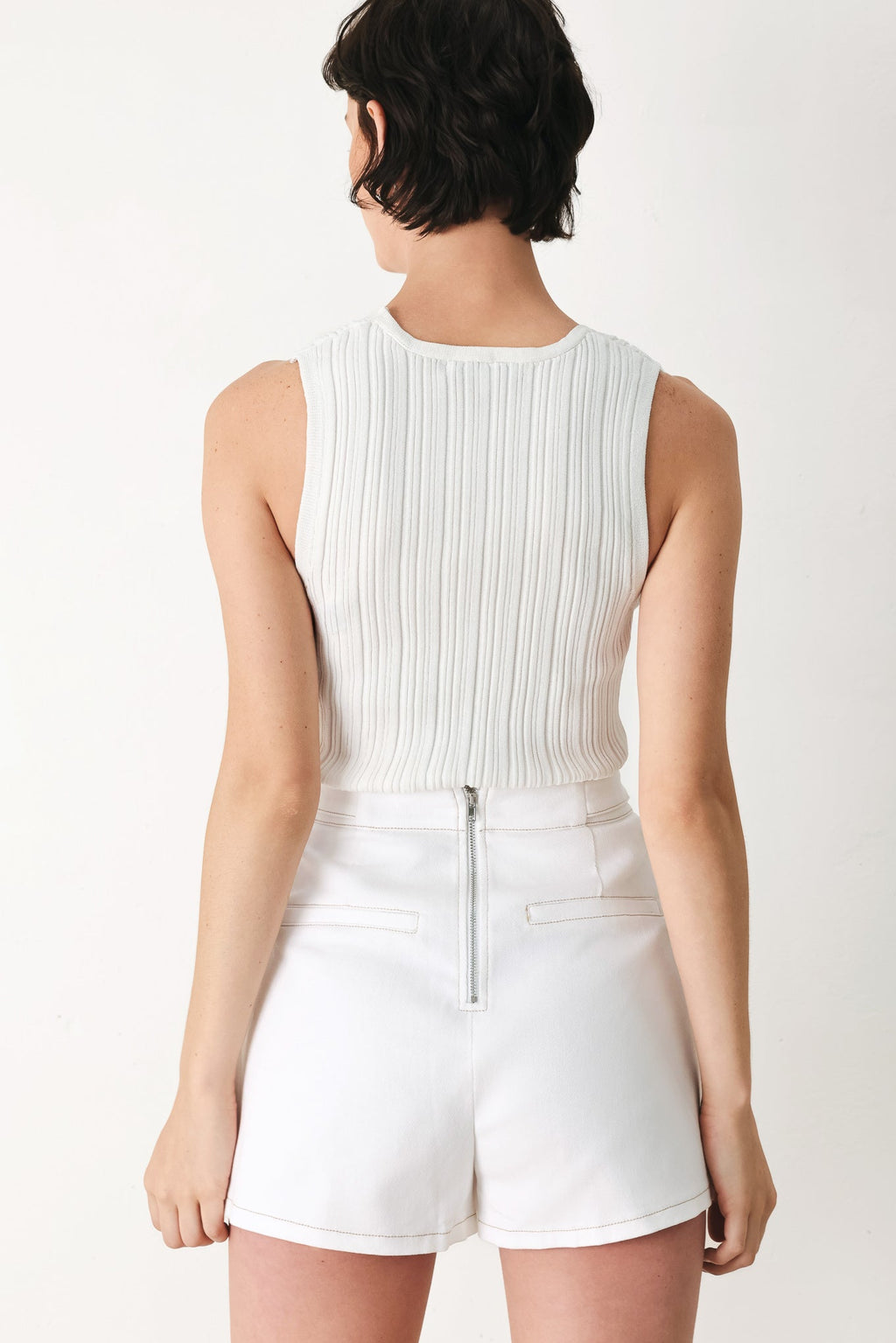 Champagne Club Woven Skort in White - back view