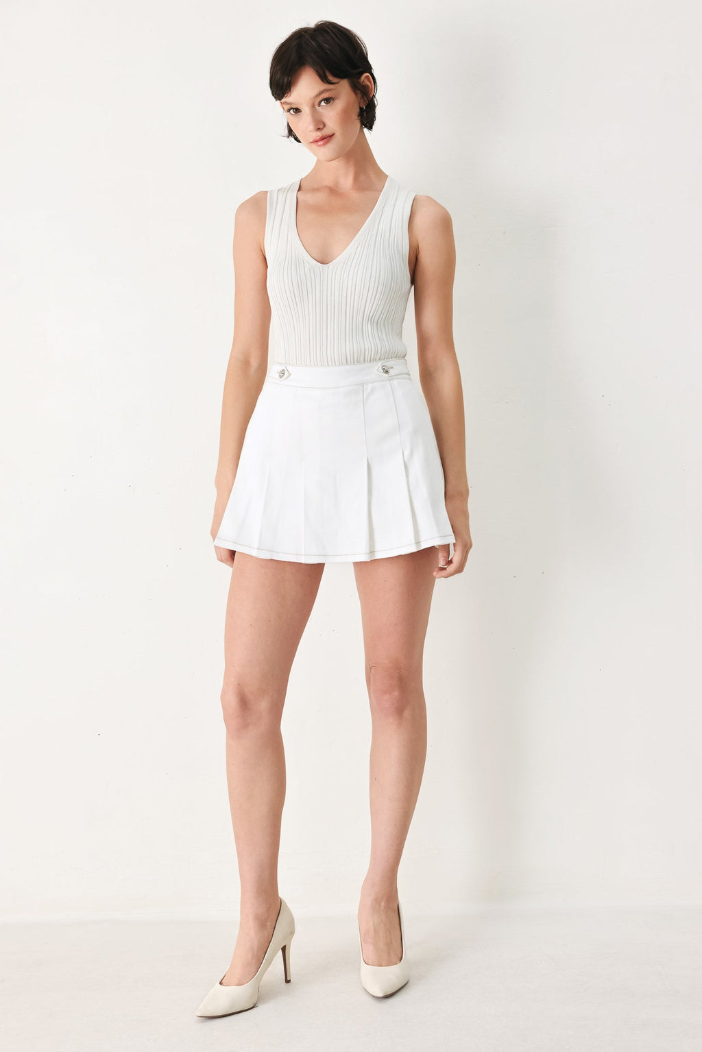 Champagne Club Woven Skort - styled with matching Champagne Club Woven Vest