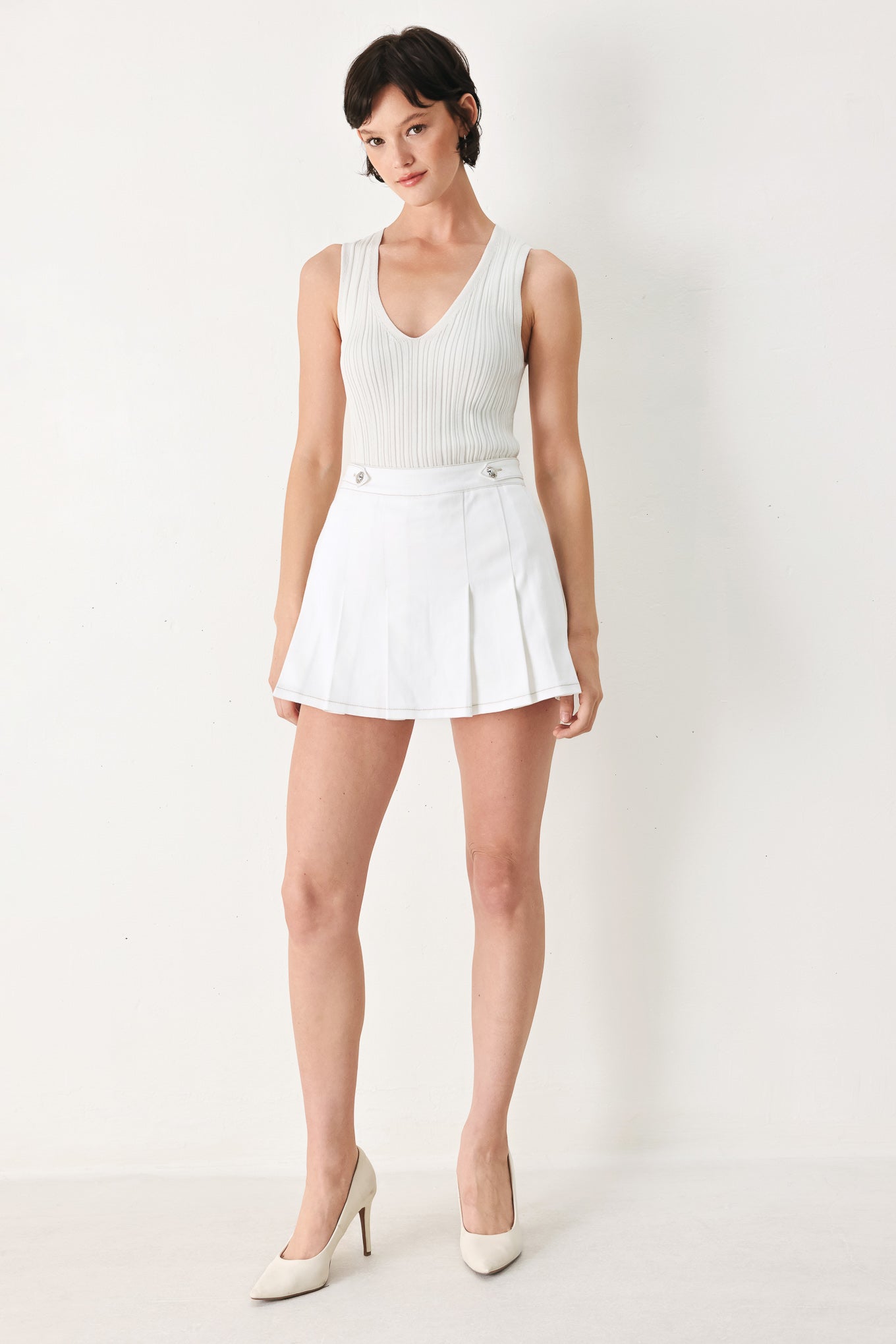 Champagne Club Woven Skort - styled with matching Champagne Club Woven Vest