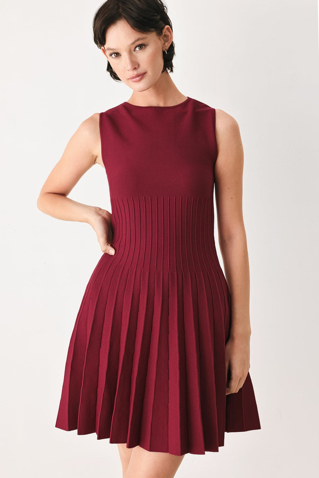 Weekend Estate Sweater Knit Mini Dress - pleated mini dress, view 2