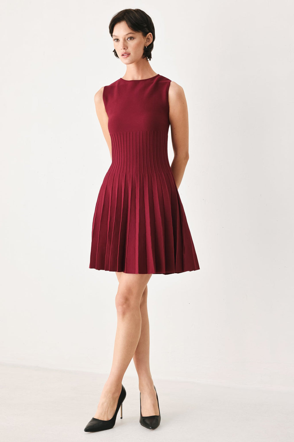 Weekend Estate Sweater Knit Mini Dress - pleated mini dress, view 3