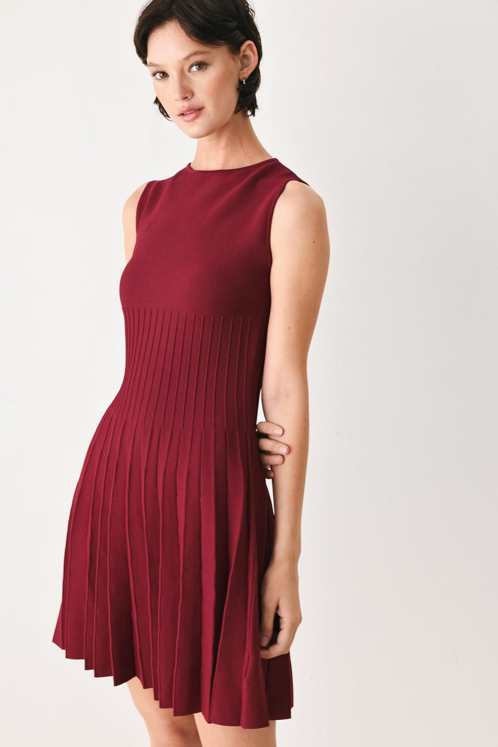 Weekend Estate Sweater Knit Mini Dress - pleated mini dress, view 4