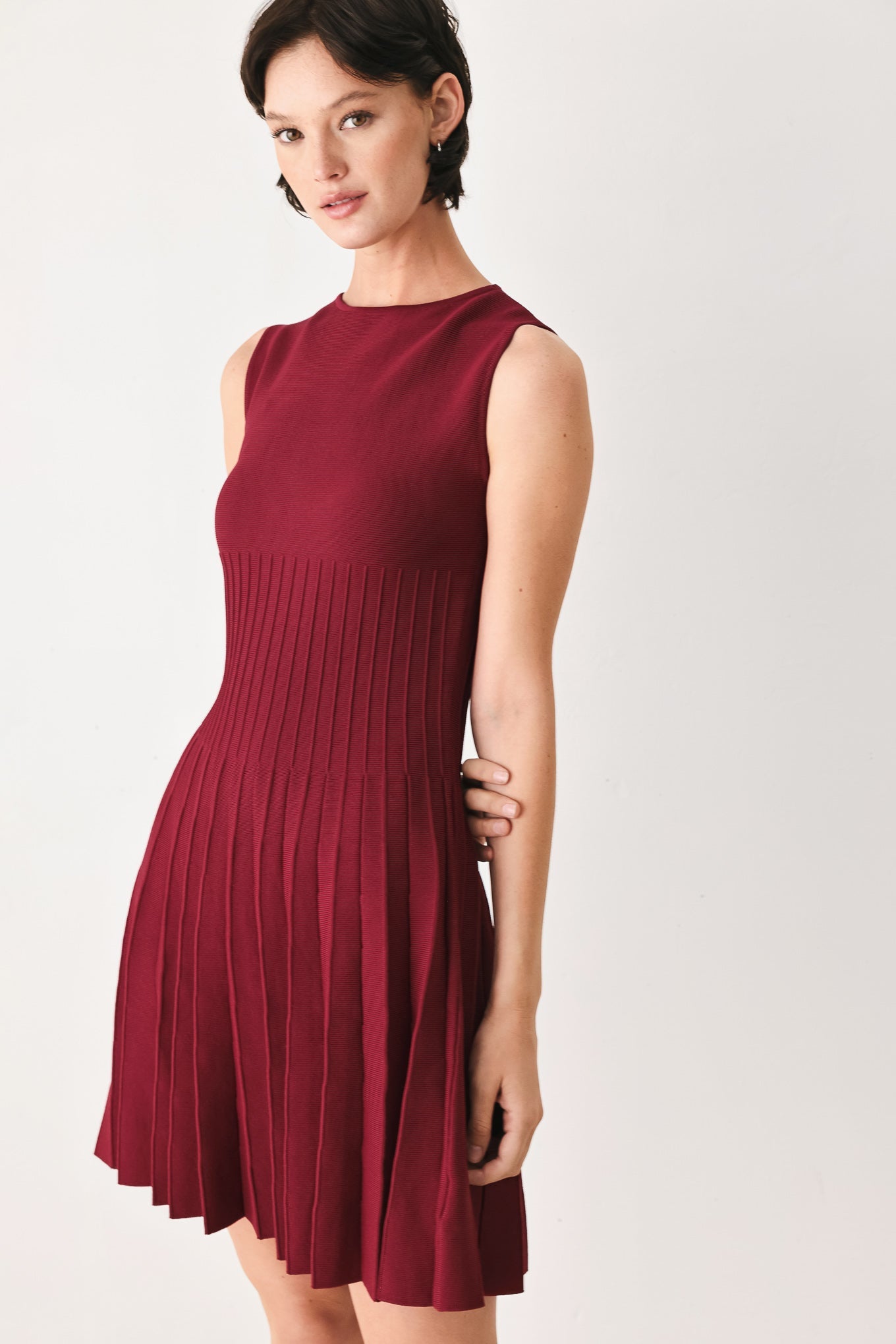 Weekend Estate Sweater Knit Mini Dress - pleated mini dress, view 4