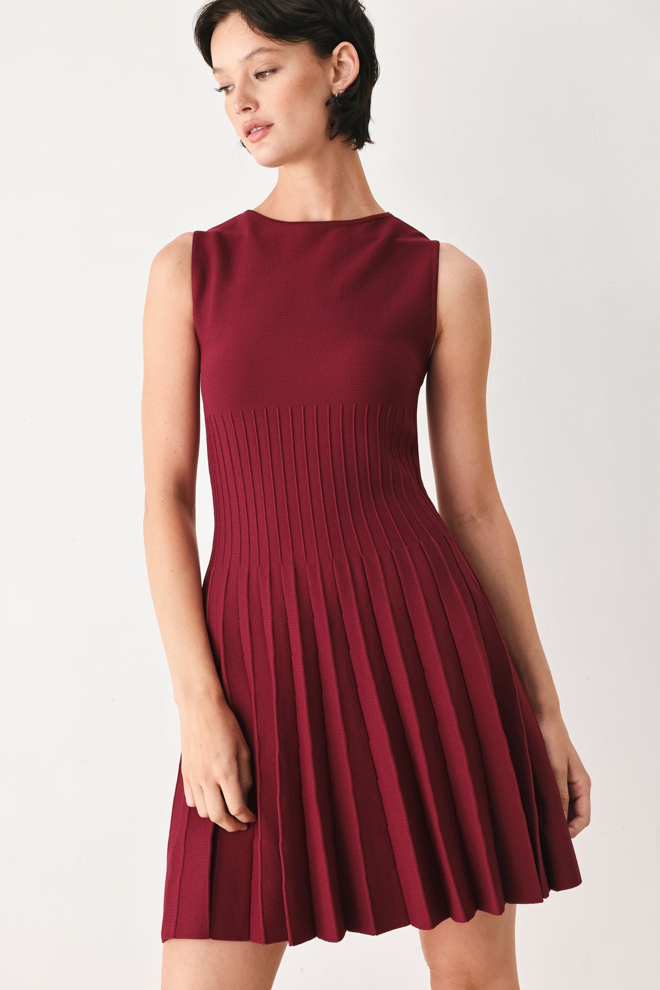 Weekend Estate Sweater Knit Mini Dress - pleated mini dress, view 6