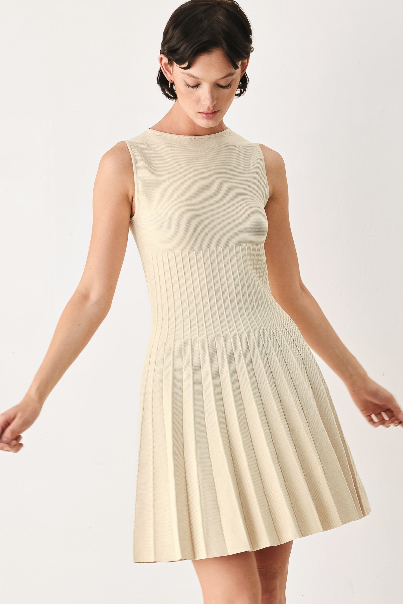 Weekend Estate Sweater Knit Mini Dress - pleated mini dress, view 1