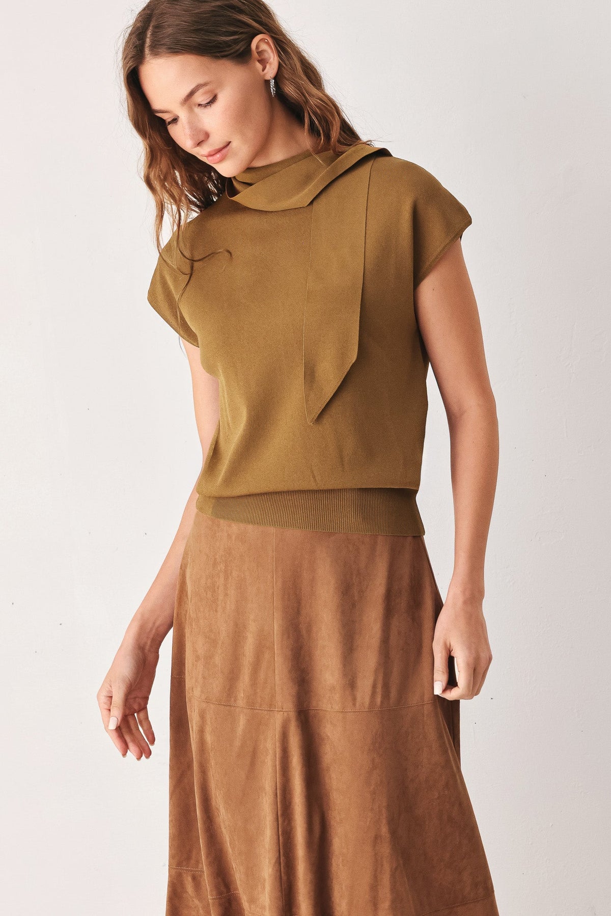 Amberglow Soft Knit Scarf Top