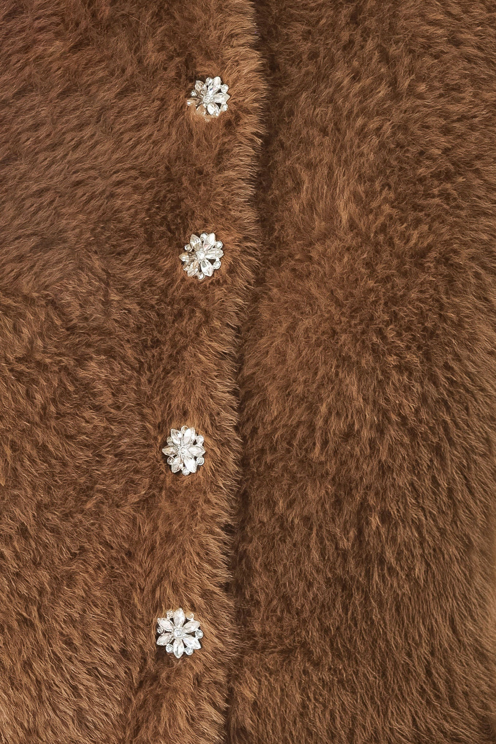 Fuzzy elbow-sleeve cropped cardigan in camel and off white - view 8