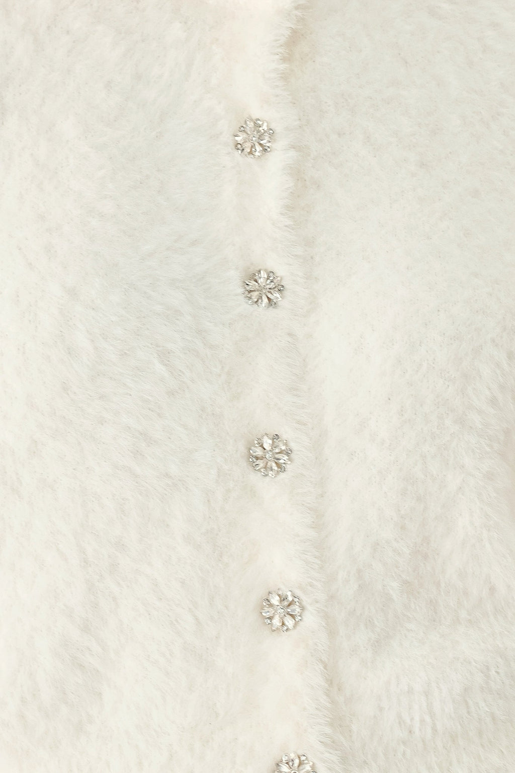 Fuzzy elbow-sleeve cropped cardigan in camel and off white - view 14
