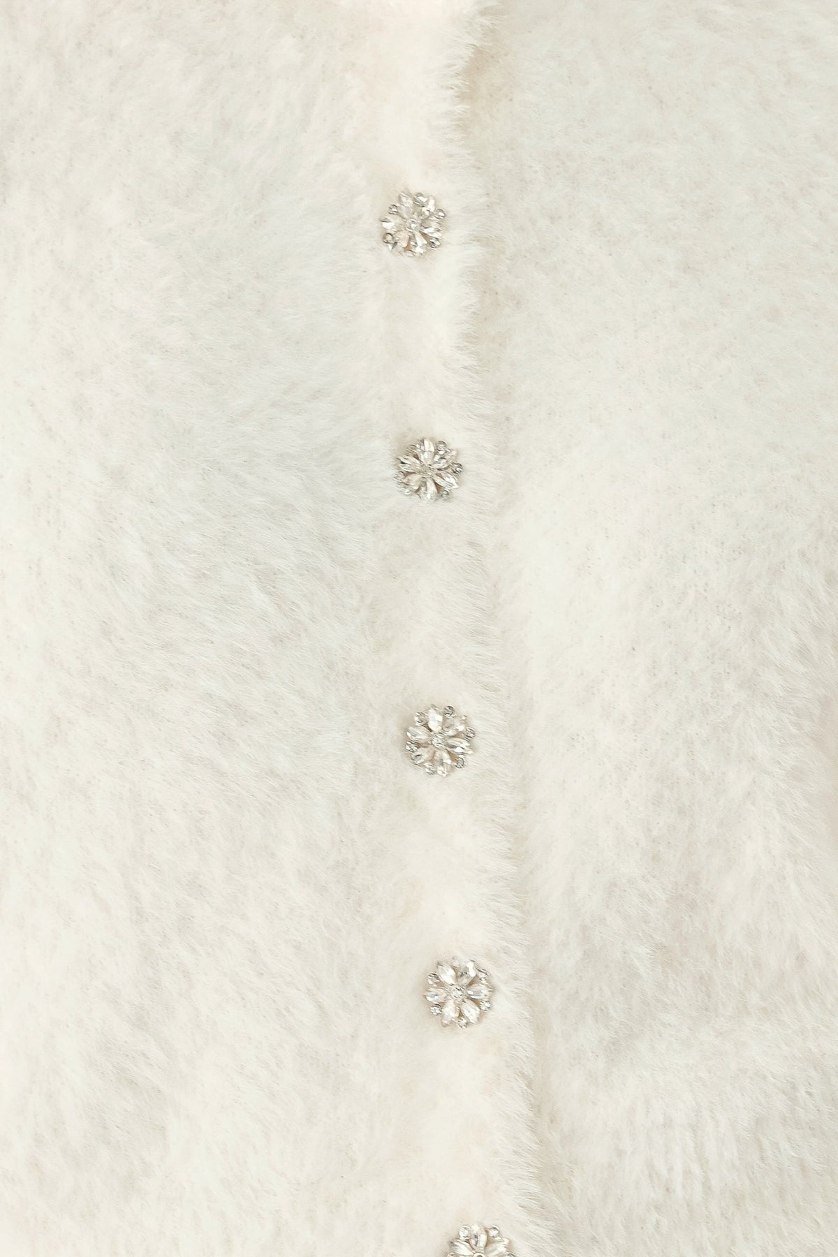 Fuzzy elbow-sleeve cropped cardigan in camel and off white - view 14