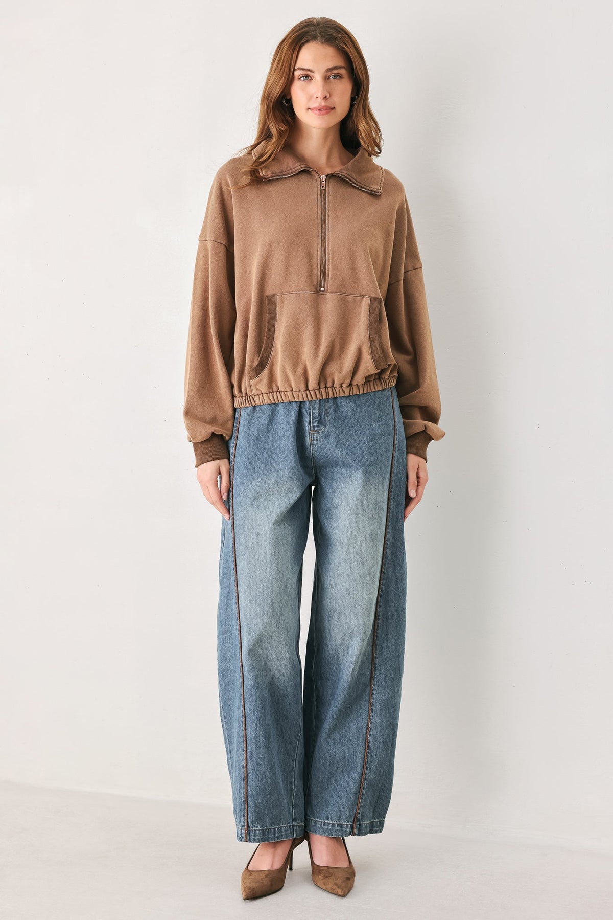 Washed brick French terry sweatshirt - view 3